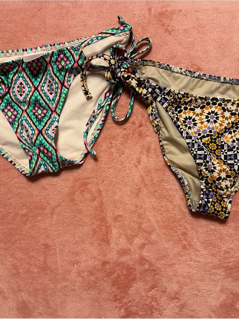 Printed Tie-Side Swim Bottoms in Teal & Multi